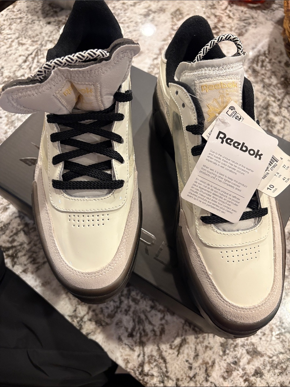Reebok Women’s Cream White and Black Athletic Sneakers